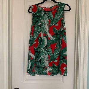 Adrienne palm leaf sleeveless blouse